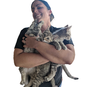 Vanessa Lindsay portrait of vanessa holding three kittens